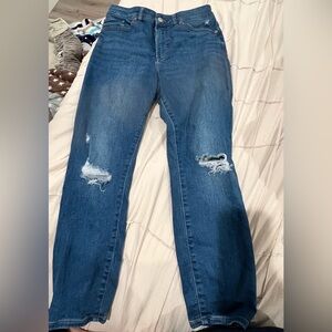 Express High Rise Blue Distressed Jeans